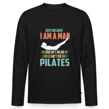 Pilates - Men's Premium Organic Long Sleeve Shirt - black - Front - Nico (187cm)