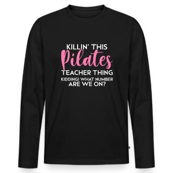 Pilates - Männer Premium Bio Langarmshirt - Schwarz - Vorne - Nico (187cm)