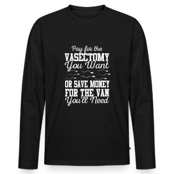 Post Vasectomy Survivor - Men's Premium Organic Long Sleeve Shirt - black - Front - Nico (187cm)