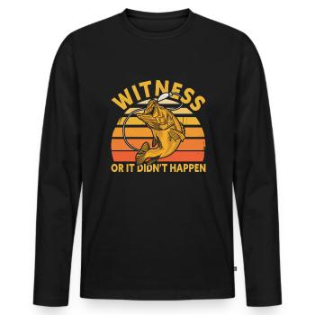 Bass Fishing Funny Fisherman - Männer Premium Bio Langarmshirt - Schwarz - Vorne - Nico (187cm)
