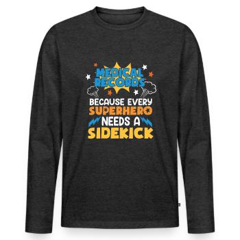 Medical Records - Men's Premium Organic Long Sleeve Shirt - heather anthracite - Front - Nico (187cm)
