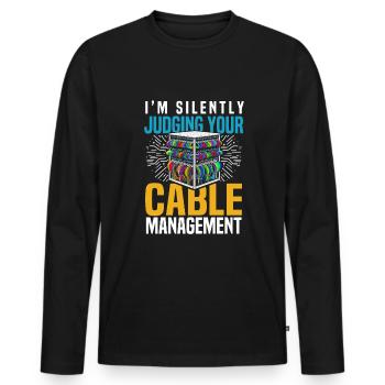 Network Administrator Sysadmin - Männer Premium Bio Langarmshirt - Schwarz - Vorne - Nico (187cm)