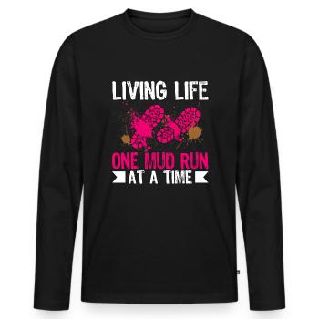 Mud Run Boue Sistas Mudder - T-shirt manches longues Premium bio Homme - noir - Devant - Nico (187cm)