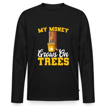 Maple syrup making maple tapping - Men's Premium Organic Long Sleeve Shirt - black - Front - Nico (187cm)