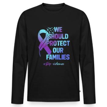Family Domestic violence Awareness - Men's Premium Organic Long Sleeve Shirt - black - Front - Nico (187cm)