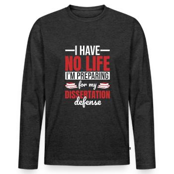 Etudiant en thèse - T-shirt manches longues Premium bio Homme - anthracite chiné - Devant - Nico (187cm)