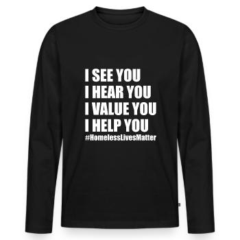 Homeless Awareness - Men's Premium Organic Long Sleeve Shirt - black - Front - Nico (187cm)