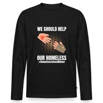 Homeless Awareness - Men's Premium Organic Long Sleeve Shirt - black - Front - Nico (187cm)