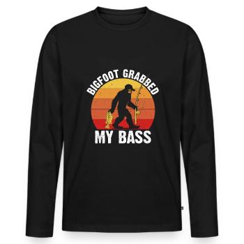 Bass Fishing - Men's Premium Organic Long Sleeve Shirt - black - Front - Nico (187cm)