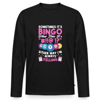 Funny Bingo Player tee. - Männer Premium Bio Langarmshirt - Schwarz - Vorne - Nico (187cm)