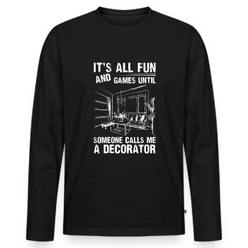 Interior designer designing - Men's Premium Organic Long Sleeve Shirt - black - Front - Nico (187cm)