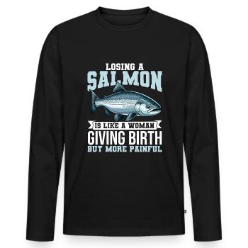 King Salmon Fishing fisherman - Männer Premium Bio Langarmshirt - Schwarz - Vorne - Nico (187cm)