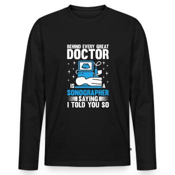Échographiste Échographie Technicien en échographie - T-shirt manches longues Premium bio Homme - noir - Devant - Nico (187cm)