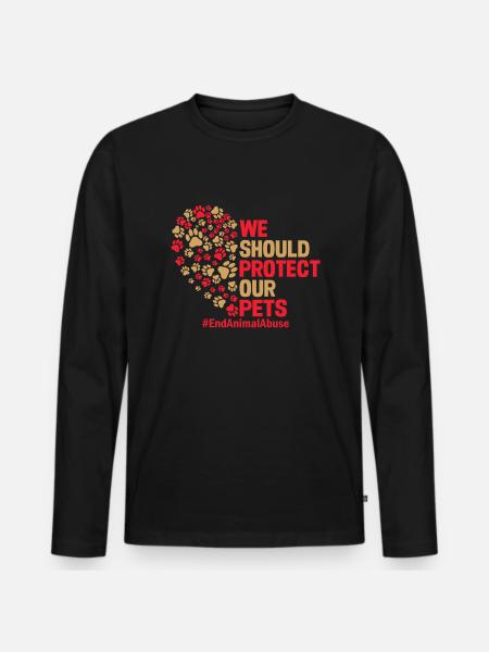 Stop Animal abuse - Männer Premium Bio Langarmshirt - Schwarz