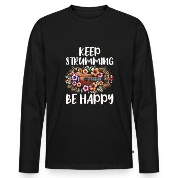 Ukulele Uke Lover - Men's Premium Organic Long Sleeve Shirt - black - Front - Nico (187cm)