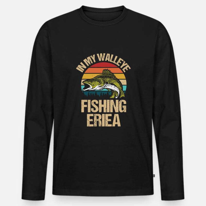 Walleye Fishing - Männer Premium Bio Langarmshirt - Schwarz