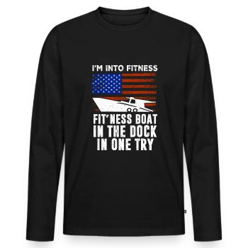 Boating Boat Captain - Men's Premium Organic Long Sleeve Shirt - black - Front - Nico (187cm)