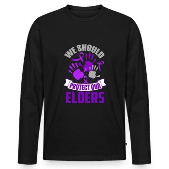 Stop Elder Abuse Awareness - Men's Premium Organic Long Sleeve Shirt - black - Front - Nico (187cm)