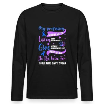 Stop Child abuse awareness - Men's Premium Organic Long Sleeve Shirt - black - Front - Nico (187cm)