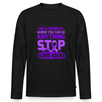 Stop Elder Abuse Awareness - Men's Premium Organic Long Sleeve Shirt - black - Front - Nico (187cm)