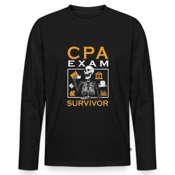 Examen CPA Expert-comptable agréé - T-shirt manches longues Premium bio Homme - noir - Devant - Nico (187cm)