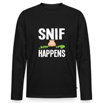 Funny Fart Sniffer - Männer Premium Bio Langarmshirt - Schwarz - Vorne - Nico (187cm)
