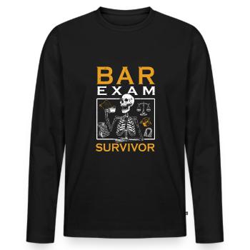 Étudiante en droit survivante de l’examen du barreau - T-shirt manches longues Premium bio Homme - noir - Devant - Nico (187cm)