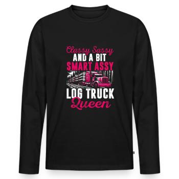 Log Truck Driver Timber Lorry Funny Logging Truck - Männer Premium Bio Langarmshirt - Schwarz - Vorne - Nico (187cm)