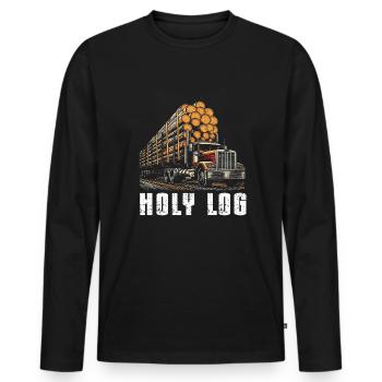 Log Truck Driver Timber Lorry Funny Logging Truck - Men's Premium Organic Long Sleeve Shirt - black - Front - Nico (187cm)