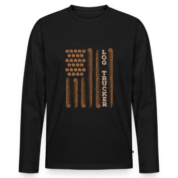 Log Truck Driver Timber Lorry Funny Logging Truck - Men's Premium Organic Long Sleeve Shirt - black - Front - Nico (187cm)
