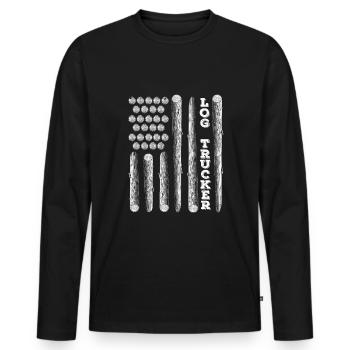 Log Truck Driver Timber Lorry Funny Logging Truck - Men's Premium Organic Long Sleeve Shirt - black - Front - Nico (187cm)