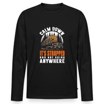 Log Truck Driver Timber Lorry Funny Logging Truck - Men's Premium Organic Long Sleeve Shirt - black - Front - Nico (187cm)