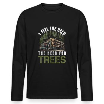 Log Truck Driver Timber Lorry Funny Logging Truck - Men's Premium Organic Long Sleeve Shirt - black - Front - Nico (187cm)