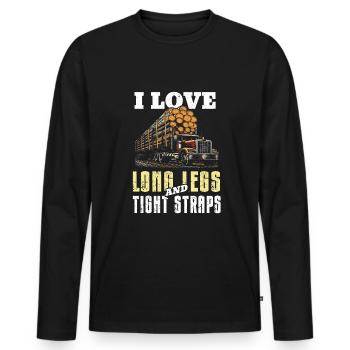 Log Truck Driver Timber Lorry Funny Logging Truck - Men's Premium Organic Long Sleeve Shirt - black - Front - Nico (187cm)