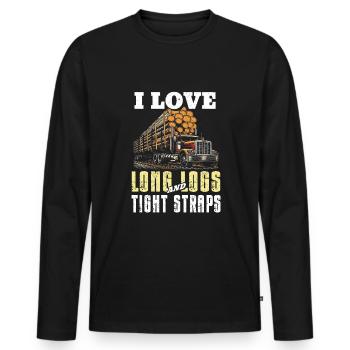 Log Truck Driver Timber Lorry Funny Logging Truck - Men's Premium Organic Long Sleeve Shirt - black - Front - Nico (187cm)