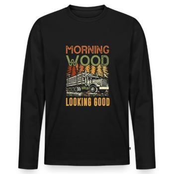 Log Truck Driver Timber Lorry Funny Logging Truck - Männer Premium Bio Langarmshirt - Schwarz - Vorne - Nico (187cm)