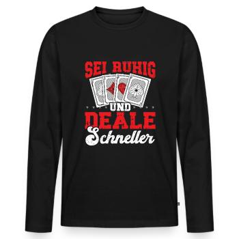 Cartes de poker Jeu de jetons de poker Joueurs de poker Jetons de poker - T-shirt manches longues Premium bio Homme - noir - Devant - Nico (187cm)