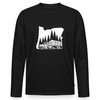 Log Truck Driver Timber Lorry Funny Logging Truck - Men's Premium Organic Long Sleeve Shirt - black - Front - Nico (187cm)