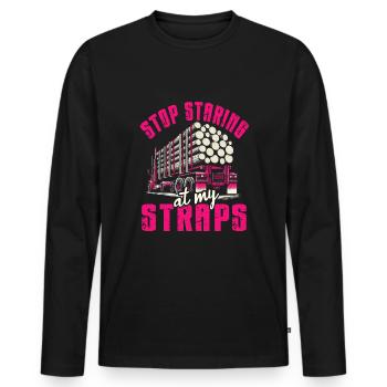 Log Truck Driver Timber Lorry Funny Logging Truck - Men's Premium Organic Long Sleeve Shirt - black - Front - Nico (187cm)