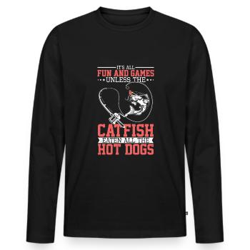 Flathead Catfish cat fishing - Männer Premium Bio Langarmshirt - Schwarz - Vorne - Nico (187cm)