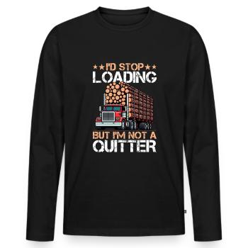 Log Truck Driver Timber Lorry Funny Logging Truck - Men's Premium Organic Long Sleeve Shirt - black - Front - Nico (187cm)