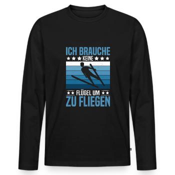 Sauteurs à ski, record de tremplin, chance de saut à ski - T-shirt manches longues Premium bio Homme - noir - Devant - Nico (187cm)