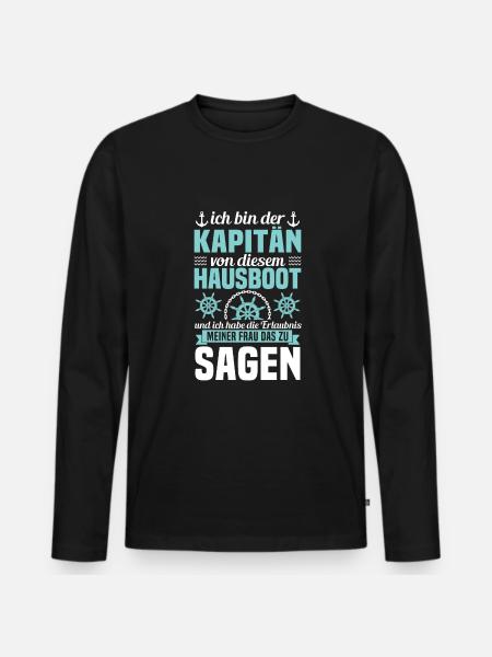 Hausboot Führerschein Bootschein für - Männer Premium Bio Langarmshirt - Schwarz