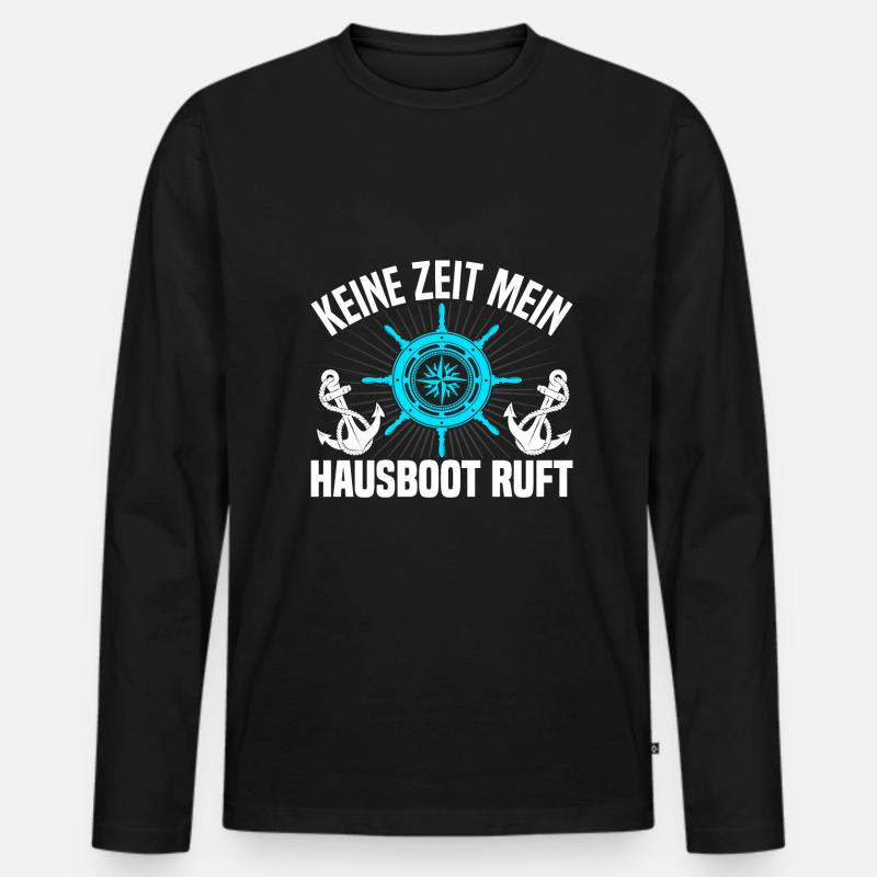 Hausbootbesitzer Bootskapitän & Bootfahrer mit - Männer Premium Bio Langarmshirt - Schwarz
