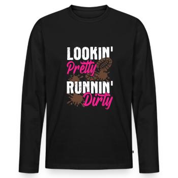 boue course boue fille course - T-shirt manches longues Premium bio Homme - noir - Devant - Nico (187cm)