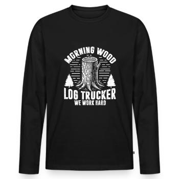 Log Truck Driver Timber Lorry Funny Logging Truck - Men's Premium Organic Long Sleeve Shirt - black - Front - Nico (187cm)