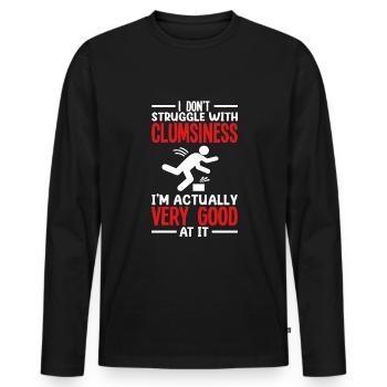 Personnes sujettes aux accidents Drôles Personnes maladroites - T-shirt manches longues Premium bio Homme - noir - Devant - Nico (187cm)