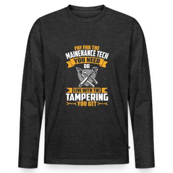 Technicien de maintenance - T-shirt manches longues Premium bio Homme - anthracite chiné - Devant - Nico (187cm)