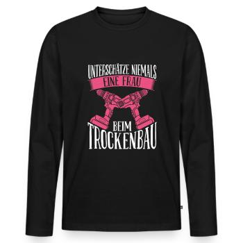 Trockenbaumeisterin Frauen Handwerker Trockenbauer - Männer Premium Bio Langarmshirt - Schwarz - Vorne - Nico (187cm)