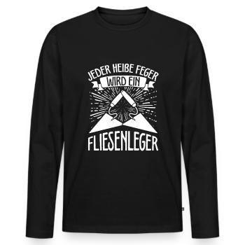 Fliesenlegergeselle Kelle Plattenleger - Männer Premium Bio Langarmshirt - Schwarz - Vorne - Nico (187cm)